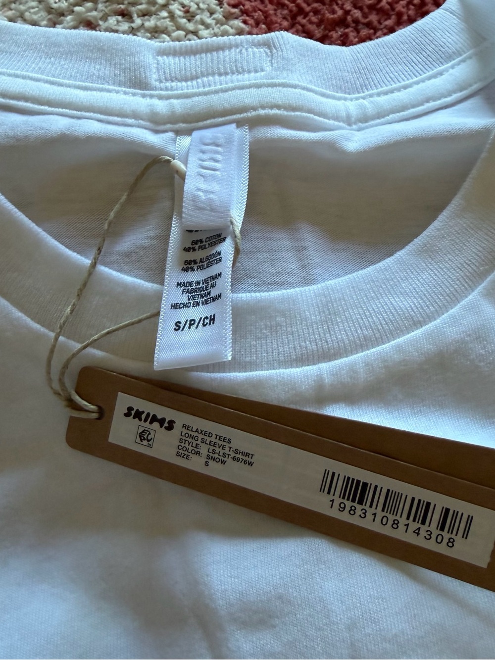 NWT Skims Women's White Relaxed Long Sleeve T-Shirt